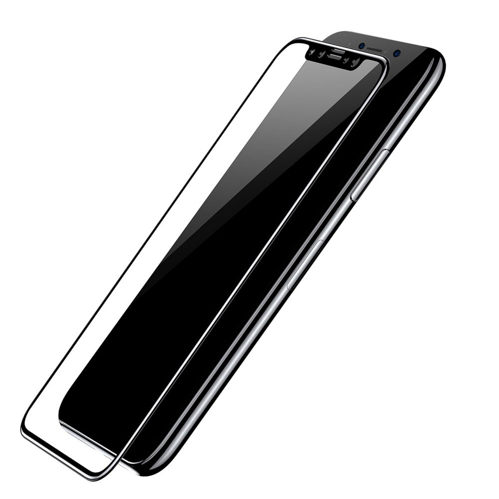 Baseus 0.3mm Silk-screen 3D Arc Tempered Glass Black For iPhone X (SGAPIPH8-A3D01)