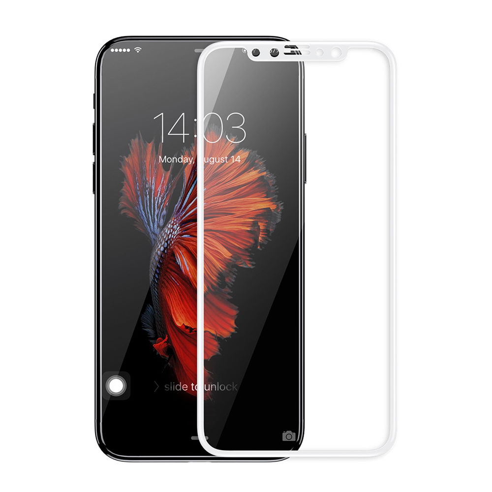 Baseus 0.2mm Silk-screen Tempered Glass White For iPhone X