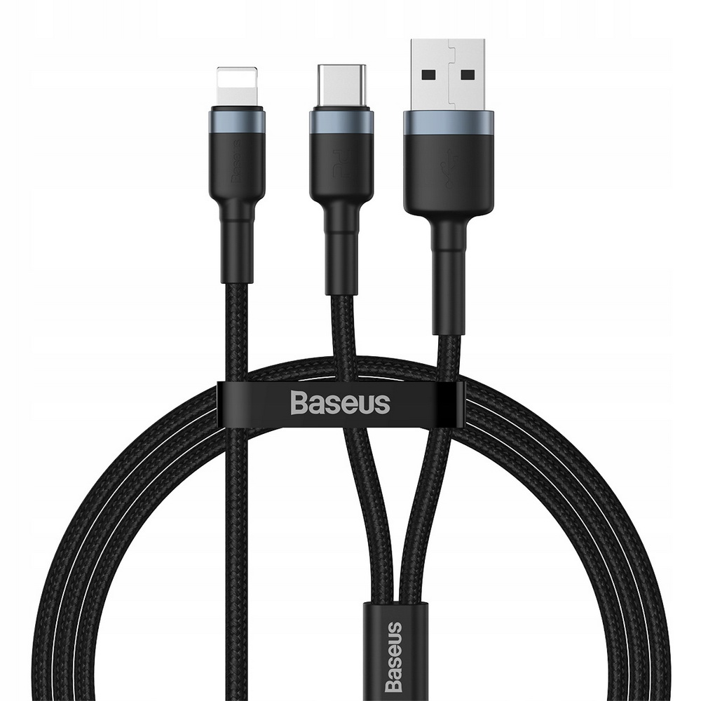 Baseus Cafule USB+Type-C 2-in-1 PD Cable 1.2m Gray+Black (CATKLF-ELG1)