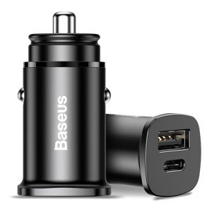 Baseus Circular Plastic A+C 30W PPS Car Charger (PD3.0, QC4.0 + SCP, AFC) Black (CCALL-YS01)