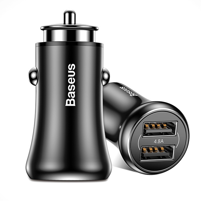 Baseus Gentleman 4.8A Dual-USB Car Charger Black (CCALL-GB01)