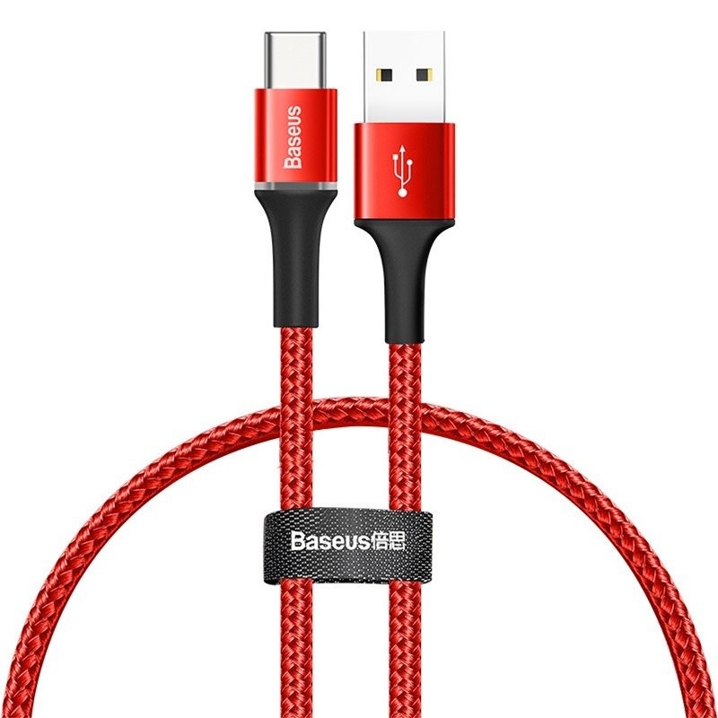 Baseus Halo Data Cable USB For Type-C 3A 0.25m Red (CATGH-D09)