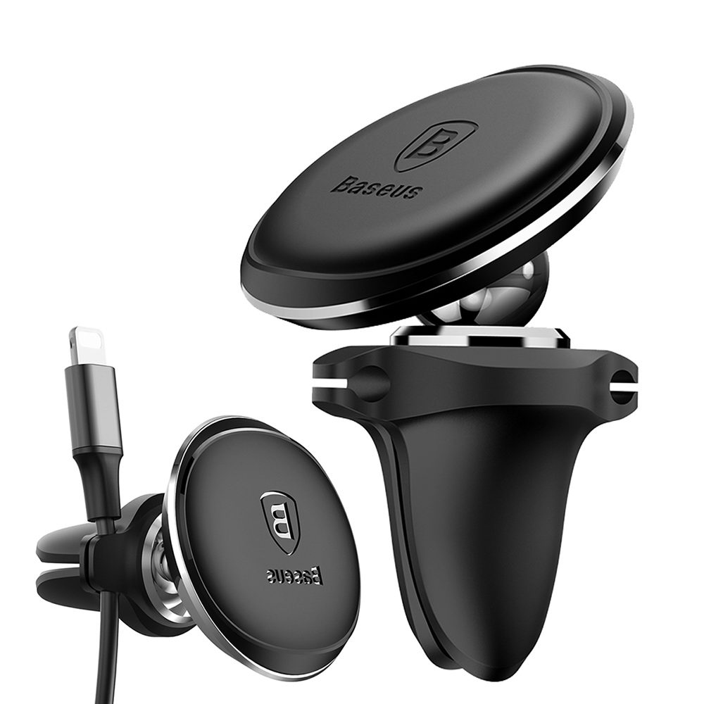 Baseus Magnetic Air Vent Car Mount Holder with cable clip Black (SUGX-A01)