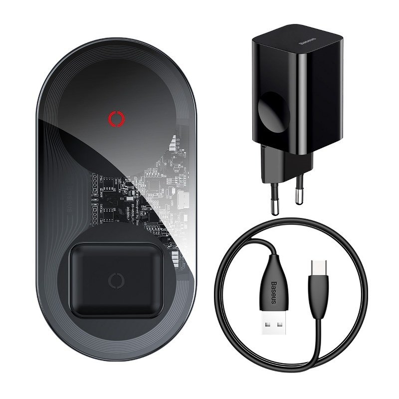 Baseus Simple 2in1 Wireless Charger Turbo Edition 24W (with 12V Charger) Black (TZWXJK-B01)