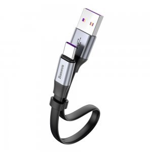 Baseus Simple HW Quick Charge Charging Data Cable USB For Type-C 40W 23cm Gray black (CATMBJ-BG1)
