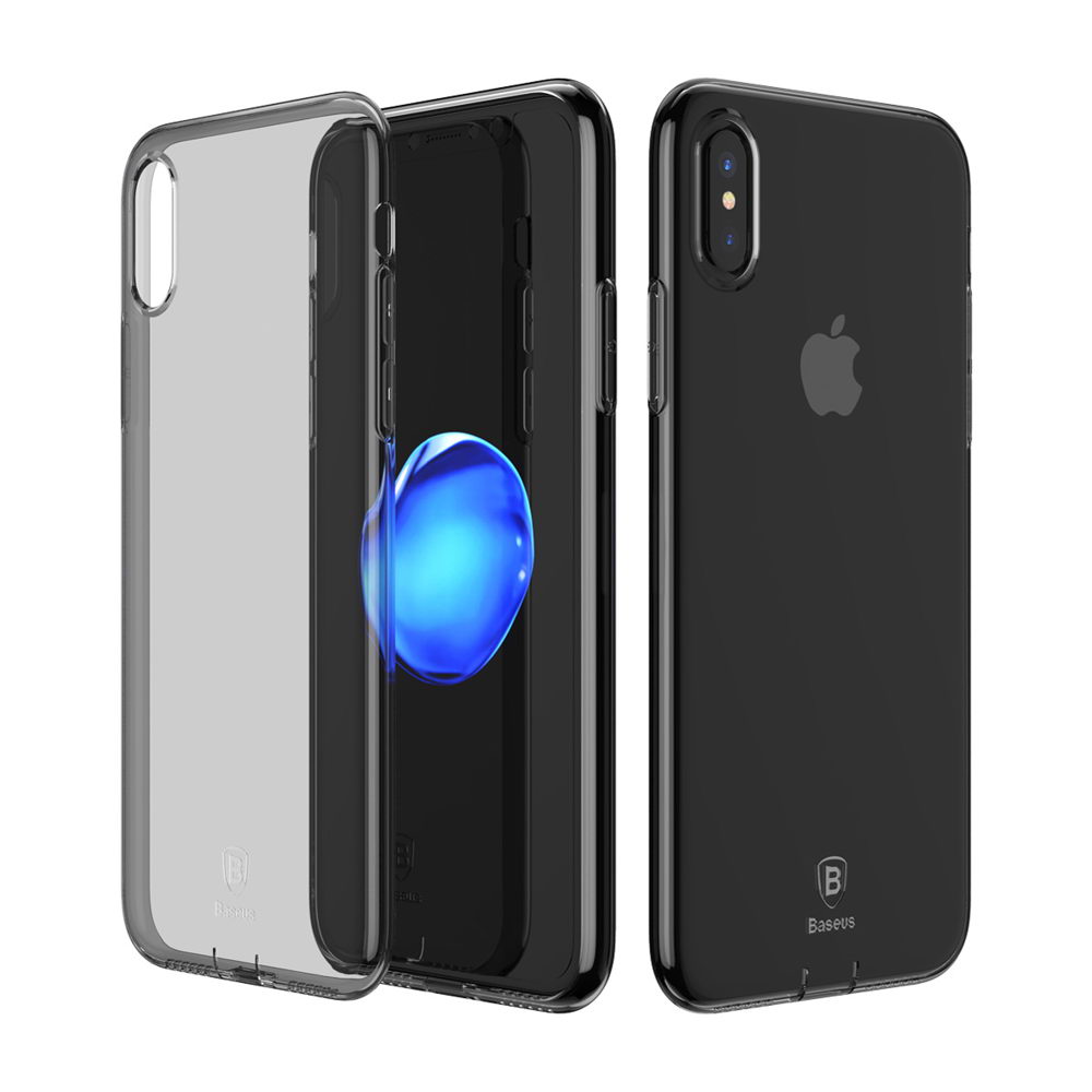 Baseus Simple Series Case （With Pluggy TPU） Transparent Black for iPhone X/XS (ARAPIPHX-A01)