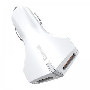 Baseus Small Rocket QC3.0 Dual-USB Car Charger White (CCALL-RK02)