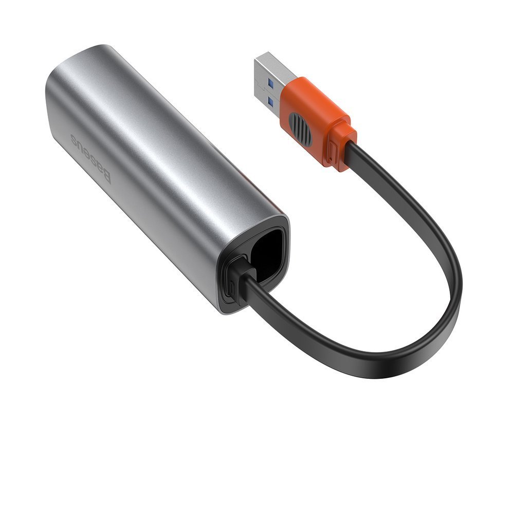 Baseus Steel Cannon Series USB A & Type-C Bidirectional Gigabit LAN Adapter Dark Grey (CAHUB-AF0G)