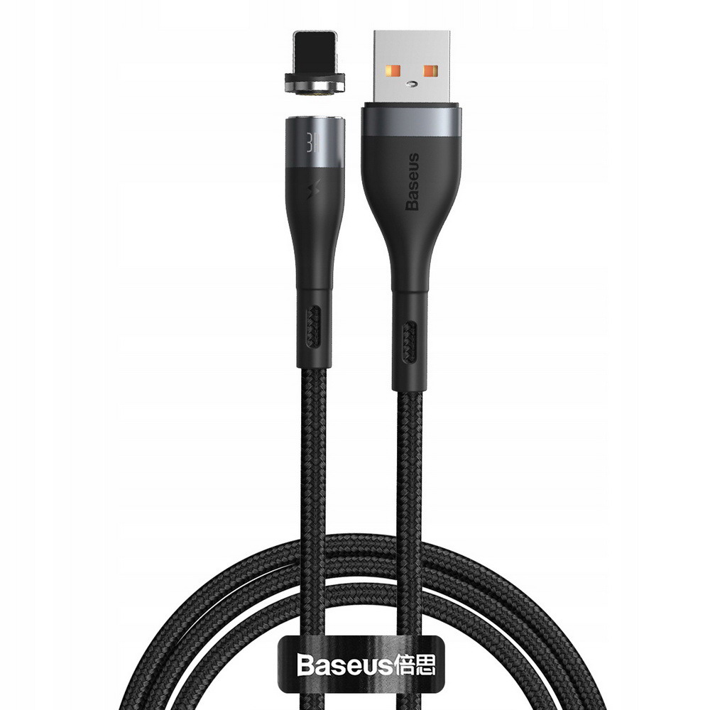 Baseus Zinc Magnetic Safe Fast Charging Data Cable USB to IP 2.4A 1m Gray+Black (CALXC-KG1)
