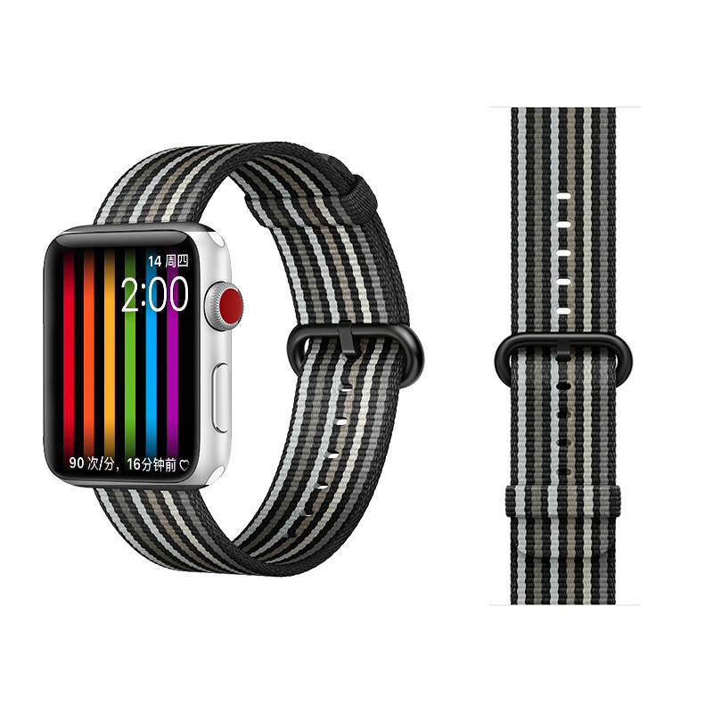 COTEetCI W30 Rainbow Nylon Band For Apple Watch 42/44/45mm Black-Grey (WH5251-BG)