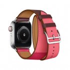 Coteetci W36 Long Fashion Leather Band For Apple Watch 38/40/41mm Bordeaux, Rose Extreme with Rose Azalee (WH5261-40-BRR)