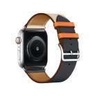 Coteetci W36 Short Fashion Leather Band For Apple Watch 42/44/45mm Indigo, Craie with Orange (WH5260-44-ICO)