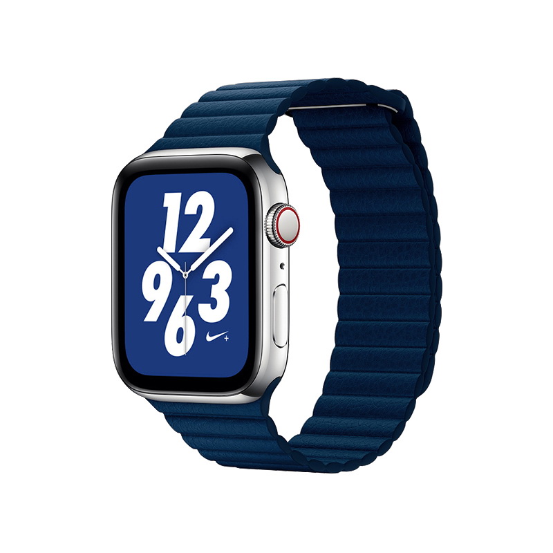 Coteetci W7 Leather Magnet Band For Apple Watch 42/44/45/49mm Dark Blue (WH5206-DB)