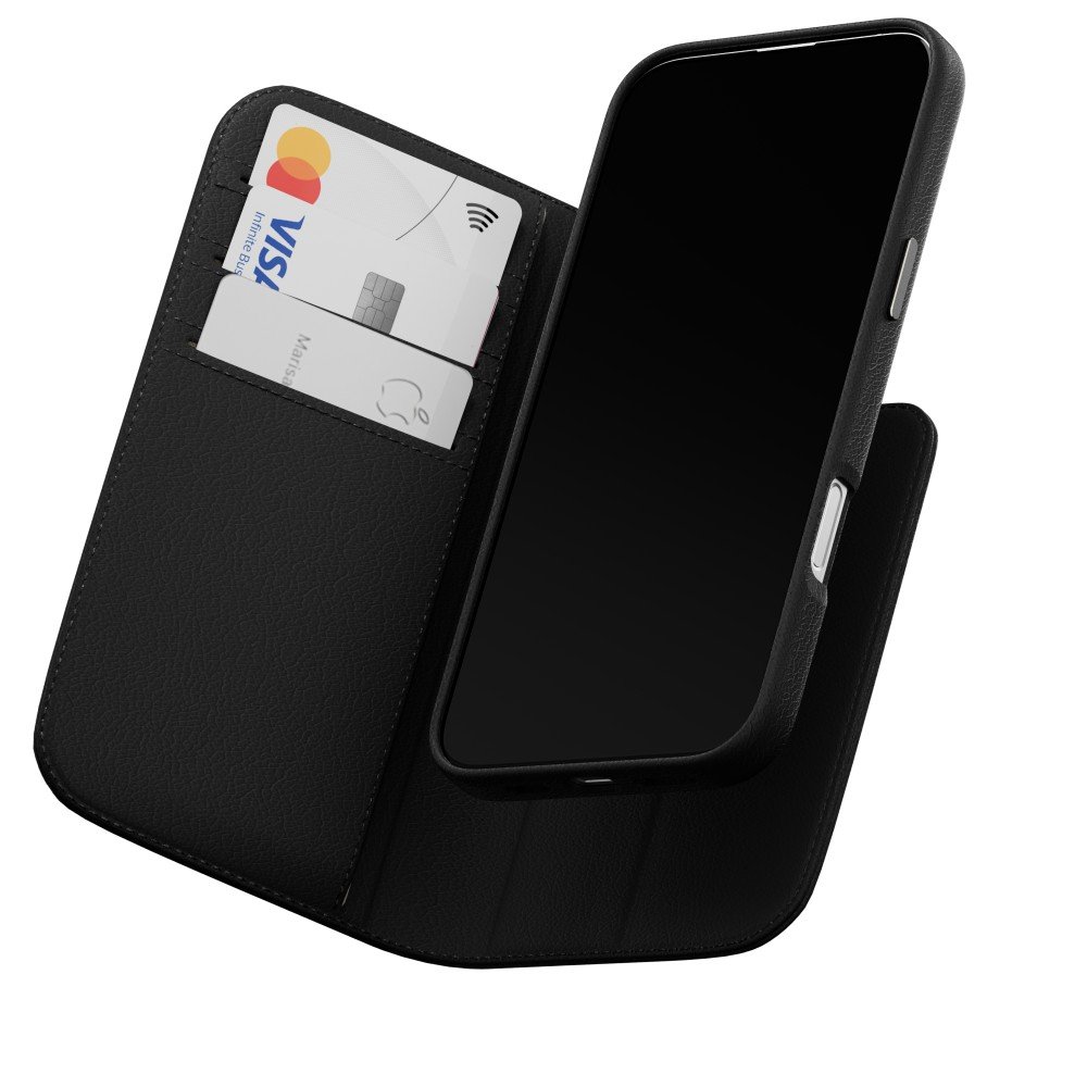 Switcheasy Card Folio M Leather Flip with Stand Black for iPhone 16 Pro (MPH66P263BK24)