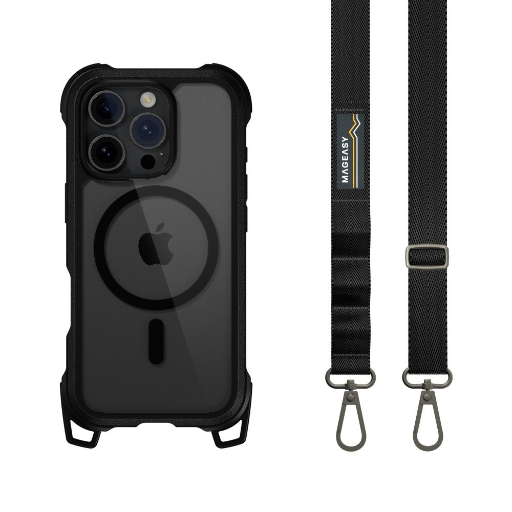 Switcheasy Odyssey Strap M Rugged Utillity with Lanyard Leather Black/Black for iPhone 16 Pro (MPH66P257LB24)