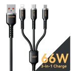 Wk Wekome Tint Series Real Silicon 3-in-1 Super Fast Charging Data Cable 66W Black (WDC-07th)