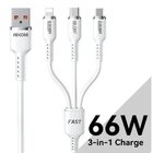 Wk Wekome Tint Series Real Silicon 3-in-1 Super Fast Charging Data Cable 66W White (WDC-07th)